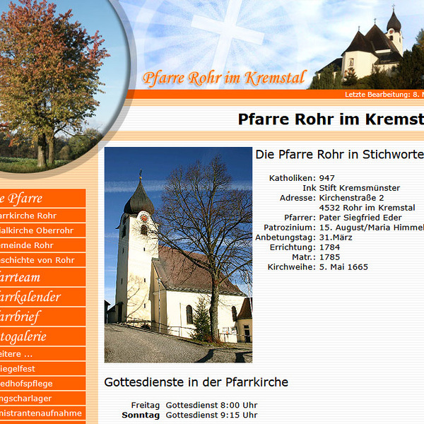 Alte Homepage / © Pfarrgemeinde Rohr Alte Homepage