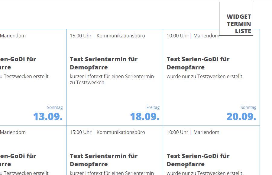 Widget Kalender Liste