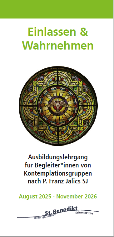 Cover vom Folder Ausbildungslehrgang für Begleiter:innen von Kontemplationsgruppen
